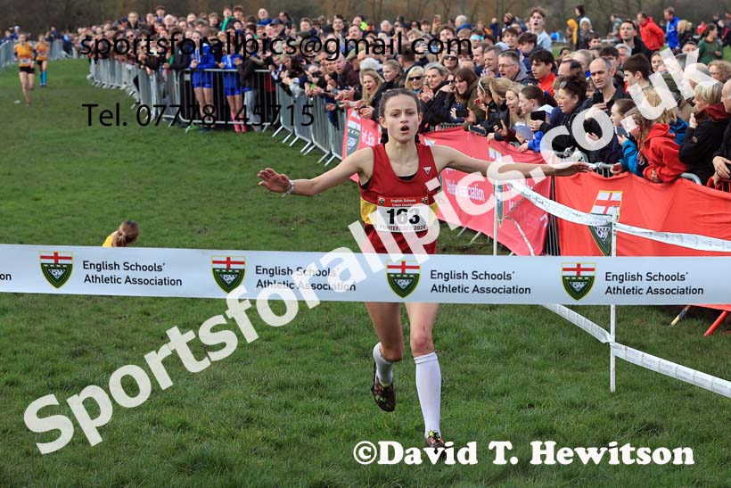 Intermediate Girls 2024 English Schools Cross Country Champs., Pontefract, March 16th.  Photo: David T. Hewitson/Sports for All Pics